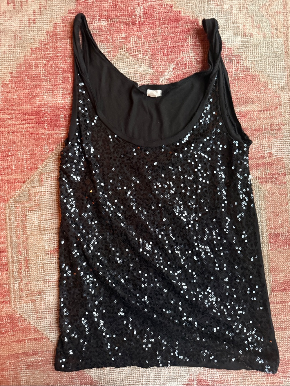 J. Crew Black Sequin Scoop Tank